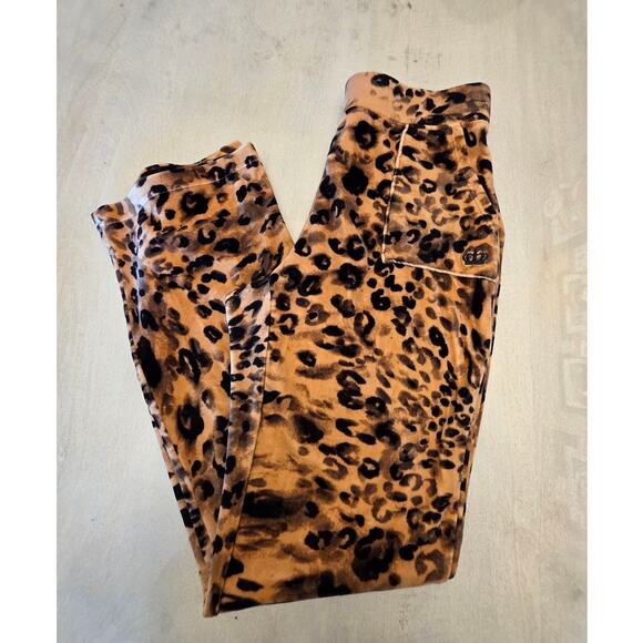 Juicy Couture Velour Leopard Animal Print Straight Leg Lounge Pants SZ Small - Picture 1 of 7